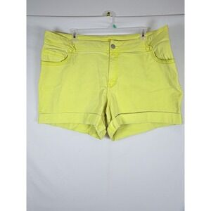 Lane Bryant Women's Size 26 Neon Yellow Denim Shorts Stretch Cuffed Plus Size